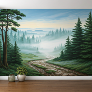 foggy landscape nature wallpaper mural