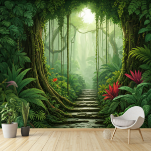 vibrant jungle nature wallpaper mural