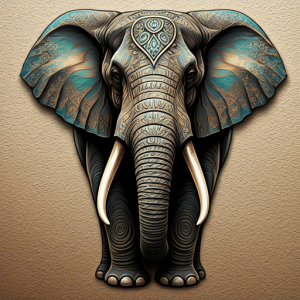 3D geometric elephant wallpaper mural