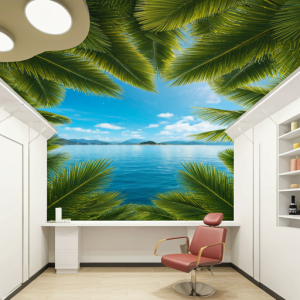 3d beauty salon ceiling wallpaper mural design