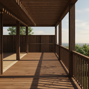 A porch terrace with a canopy without side walls.