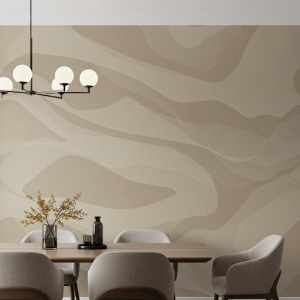 A warm and inviting beige abstract art mural can create a cozy atmosphere in the room.