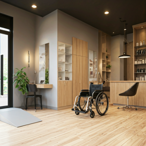 Beauty salon design ensures the salon is accessible to people with disabilities.