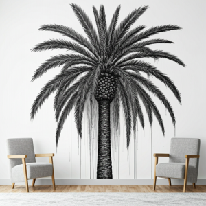 Black and White Abstract Art Palm Tree Wallpaper Mural