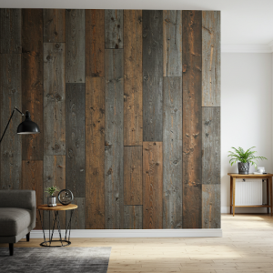 Distressed wood wallpaper