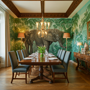 Elephant dining room wallpaper mural