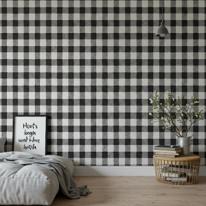 Gingham wallpaper mural.