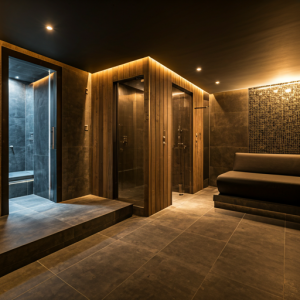 Modern SPA interior design with steam showers.