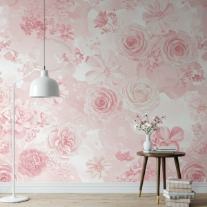 Pastel pink floral wallpaper