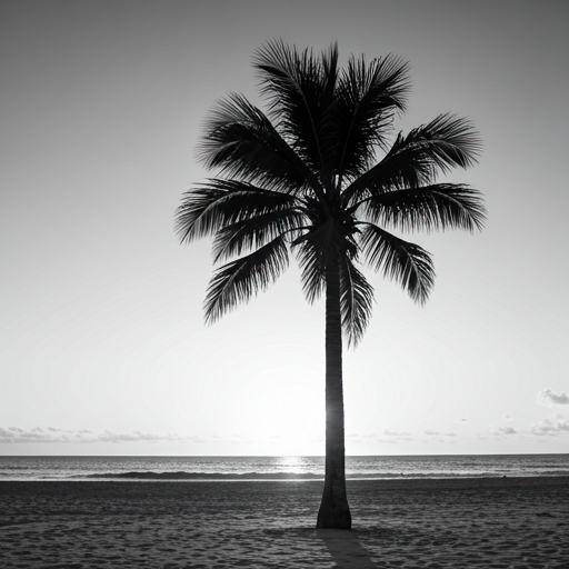 Photorealistic black and white palm tree wallpaper Photorealistic black and white palm tree wallpaper