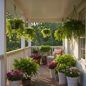 Plants are essential elements in porch design, bringing life, color, and a touch of nature to your outdoor space.