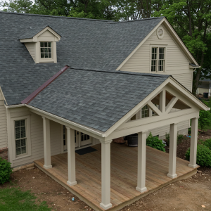 Popular roofing option, extending the existing roofline.