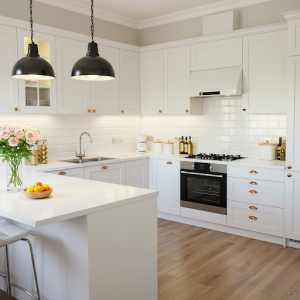 White surfaces bounce light around the room, making it feel brighter and more spacious. This is especially helpful in kitchens where natural light is scarce.