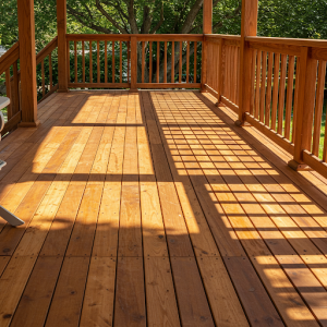 Wooden decking.