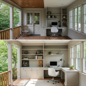 Home office. Before and after images.