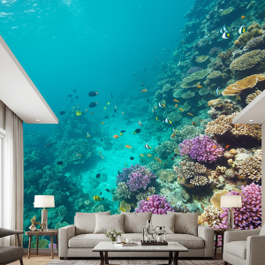 turquoise ocean underwater ceiling wallpaper design