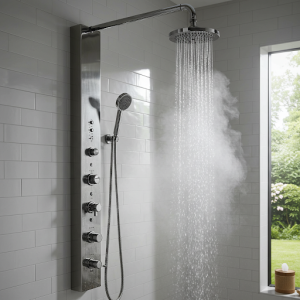 A high-quality shower with multiple spray settings and precise temperature control transforms a bathroom into a spa-like indulgence.