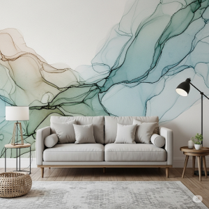 Abstract Watercolour Lounge Wallpaper. 
