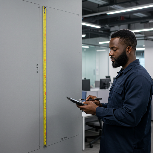 Accurate measurements of the commercial interior design site, including walls, ceilings, floors, and any existing architectural features required for the designer to develop precise floor plans How to measure for wallpaper installation: Accurate measurements of the commercial interior design site, including walls, ceilings, floors, and any existing architectural features required for the designer to develop precise floor plans