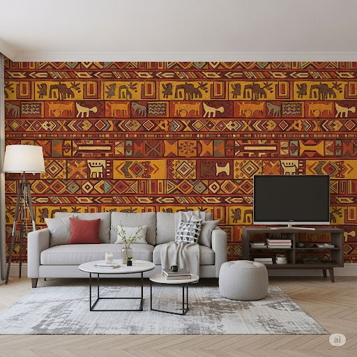 African Tribal Patterns Wallpaper Mural. Bold, repetitive motifs and earthy tones. African Tribal Patterns Wallpaper Mural. Bold, repetitive motifs and earthy tones.