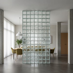 Block glass decorative partition.