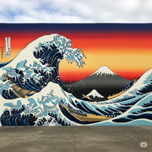 Bring a sense of power and awe to your bedroom with a wallpaper featuring Hokusai's iconic woodblock print, The Great Wave. 