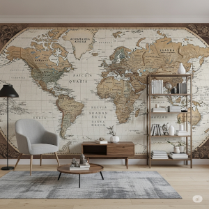 Classic Vintage Atlas Wallpaper. 