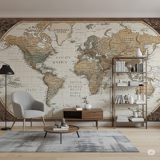 Classic Vintage Atlas Wallpaper.