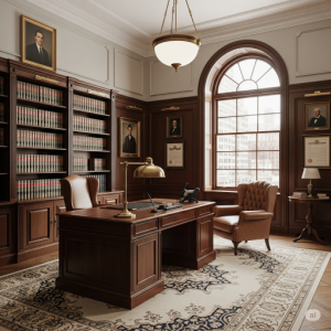 Classic lawyer office interior design.