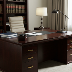 Desks are, without a doubt, the stars of any lawyer's office interior design.