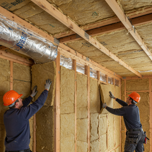 Installation of walls and ceiling thermo-insulation.