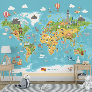 Kid's room educational and inspiring world map.