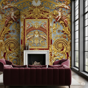 Living Room Baroque Wallpaper Mural.
