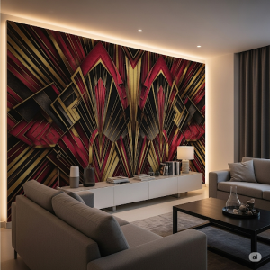 Living Room Wall Art Deco Geometry. Symmetrical, bold patterns with a sense of glamour.