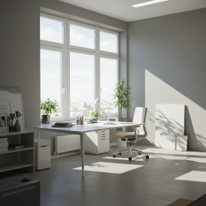 Natural lighting in minimalist office interior design