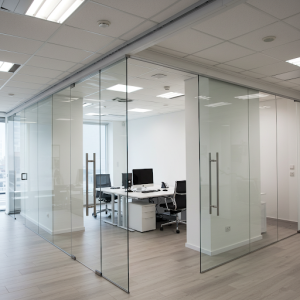 Office glass sliding doors integrate seamlessly, preserving clean lines and maximizing usable area.