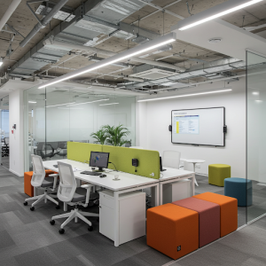 Office renovation including space optimization, workflow, technology integration, and aesthetic preferences.