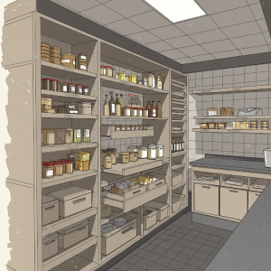 Optimization of commercial kitchen pantry vertical space.