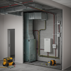 Replacement of and existing office HVAC, and electrical systems.