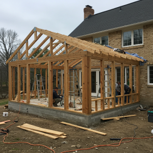 Sunroom home addition construction