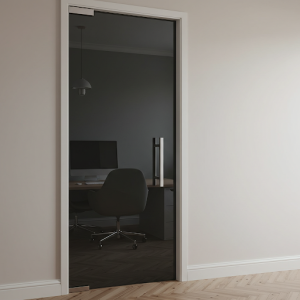 Tinted glass home office door.