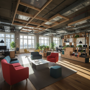 Transforming a traditional office into a new open and shared office space.