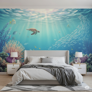 Underwater Scene with Gentle Sea Life Wallpaper. 