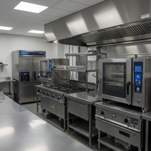 Updating a commercial kitchen's equipment with newer, more energy-efficient models.