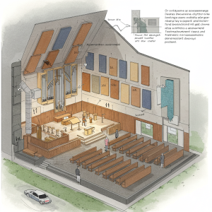 Assessment of existing noise sources and transmission pathways for effective soundproofing and acoustic treatment in a church