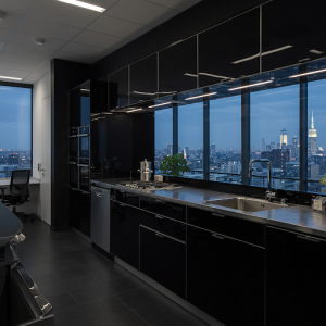 Black hi-tech office kitchen