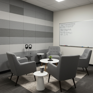 Office breakroom podcast listening area