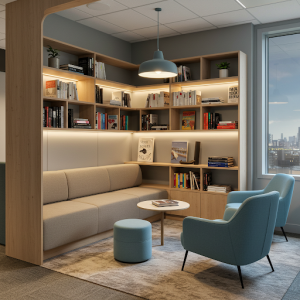 Company brea kroom library nook design.