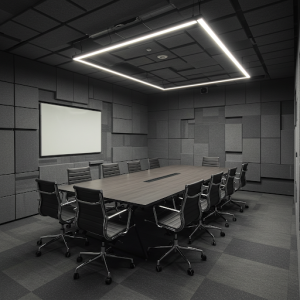 Comprehensive interior design of a soundproof meeting room.