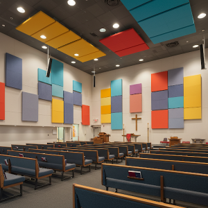 Fabric-wrapped acoustic panels, available in diverse colors and textures, can blend seamlessly or become design features.